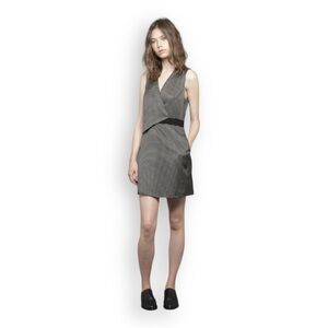 3.1 Phillip Lim Black White Pin Striped Sleeveless Single Lapel Silk Blend Dress
